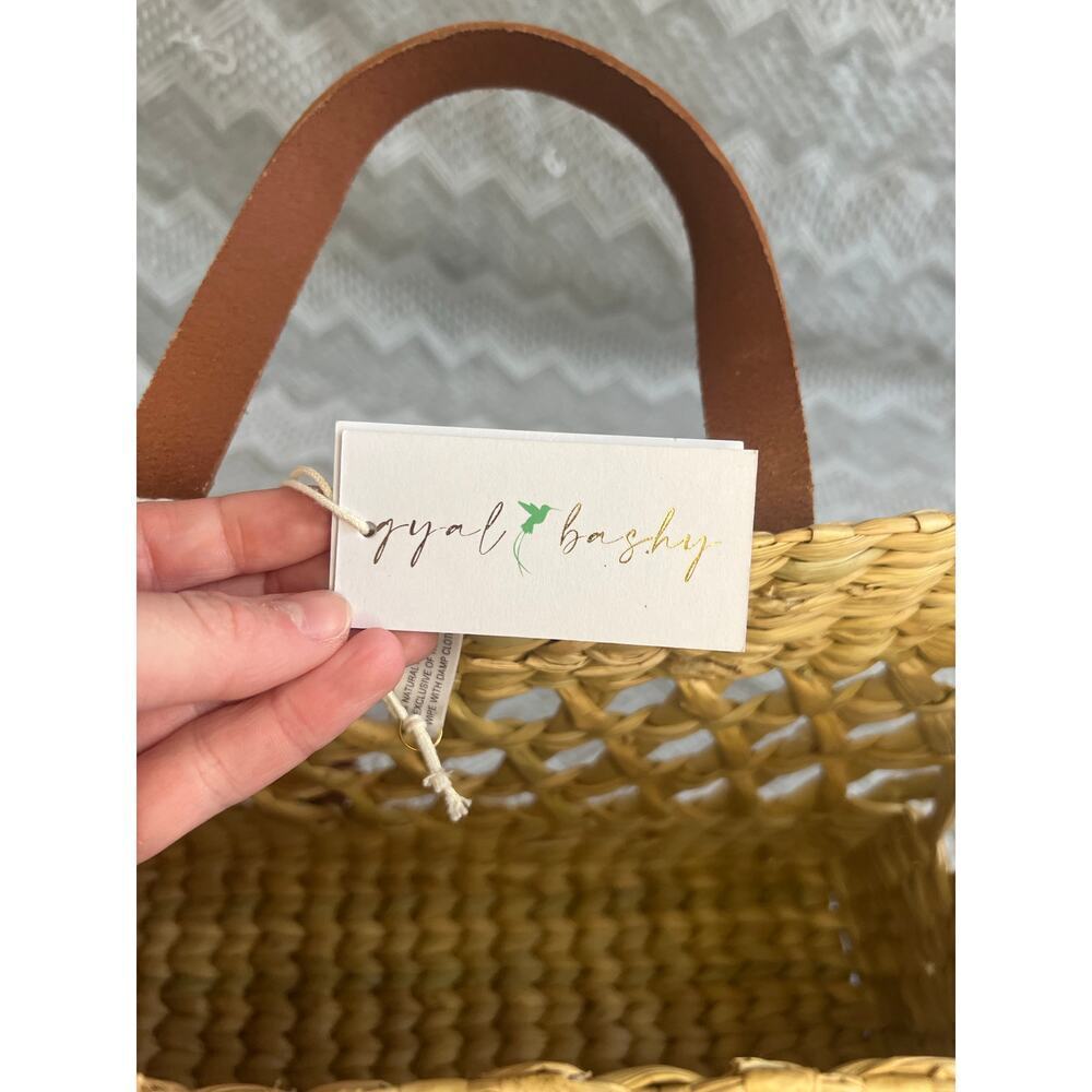 Gyal Bashy Kingston Hand Woven Rattan Tote, Genuine Leather Handles, OS, NWT! - Picture 11 of 13